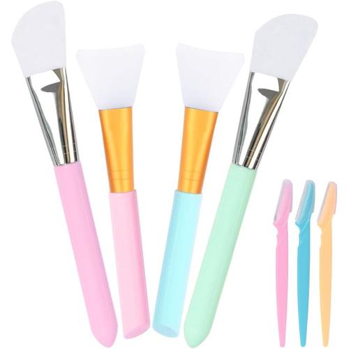 7 Pièces Brosse de Masque, Brosse Cosmétique en Silicone Brosse D'Applicateur de Masque Facial avec 3Pcs Couteaux à Sourcils pour L'application Visage Yeux Crème ou DIY