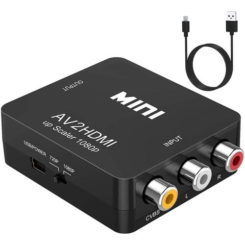 Convertisseur Vidéo Rca Vers Hdmi, Av Vers Hdmi, Support 720 1080p Pour Caméra, Xbox 360, Ps1, Ps2, Wii, N64, Gamecube, Snes, Nes, Psp, Lecteur Dvd, Vhs