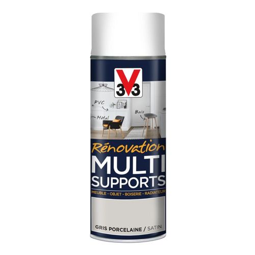 Aérosol Peinture Rénovation V33 Multisupport Satin Gris Porcelaine V33 400ml
