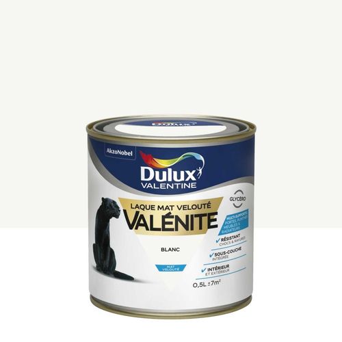 Peinture Laque DULUX VALENTINE Valénite Mat Blanc 0,5L