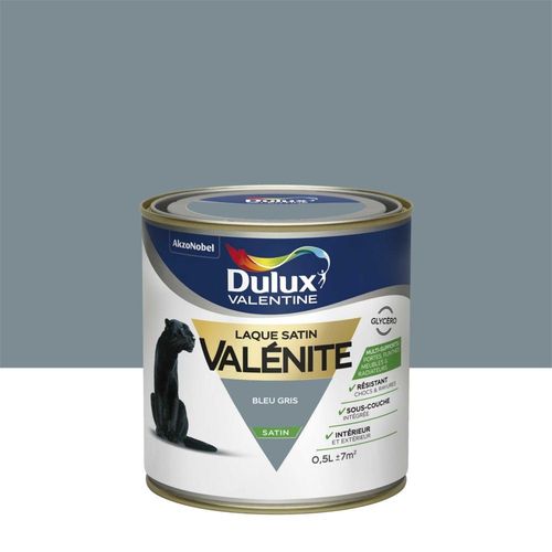 Peinture Laque DULUX VALENTINE Valénite Satin Bleu Gris 0,5L