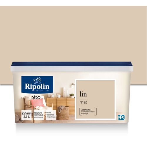 Peinture Murale RIPOLIN Toutes Pièces Esprit Déco mat lin 2,5L