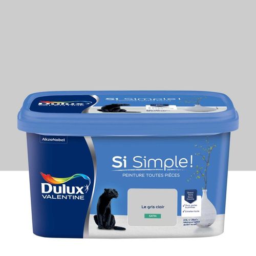 Peinture Toutes Pièces DULUX VALENTINE Si Simple ! Satin Le Gris Clair 2,5L