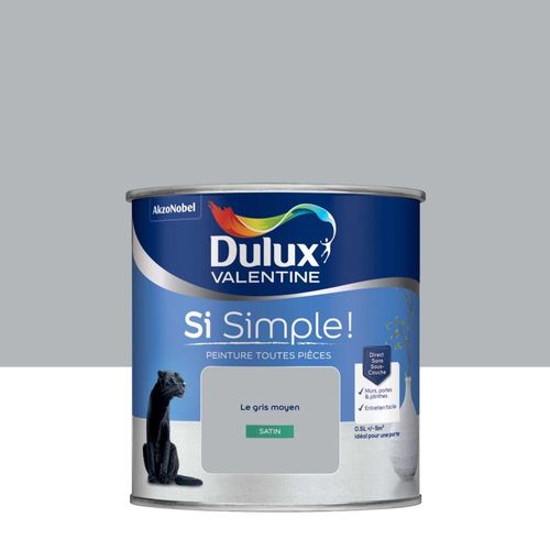 Peinture Toutes Pièces DULUX VALENTINE Si Simple ! Satin Le Gris Moyen 0,5L