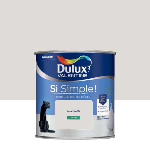 Peinture Toutes Pièces DULUX VALENTINE Si Simple ! Satin Le Gris Pâle 0,5L