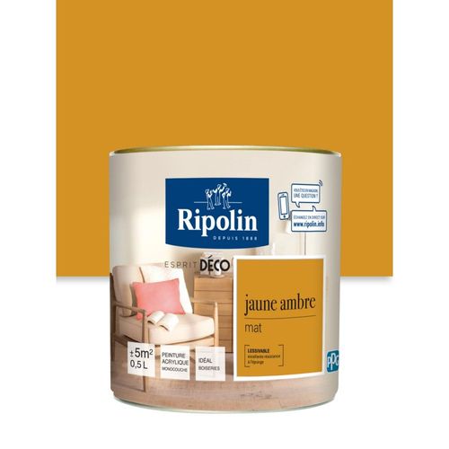 Peinture Murale RIPOLIN Toutes Pièces Esprit Déco mat jaune ambre 0,5L