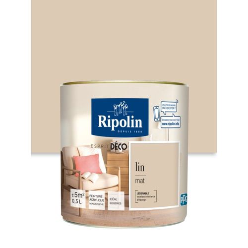 Peinture Murale RIPOLIN Toutes Pièces Esprit Déco mat lin 0,5L