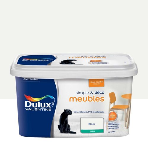 Peinture De Rénovation DULUX VALENTINE Simple & Déco Meubles Satin Blanc 2L