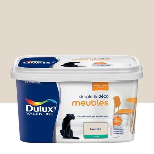 Peinture De Rénovation DULUX VALENTINE Simple & Déco Meubles Satin Lin Ivoire 2L