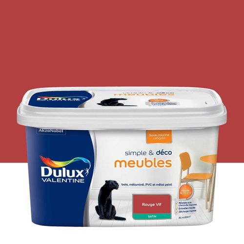 Peinture De Rénovation DULUX VALENTINE Simple & Déco Meubles Satin Rouge Vif 2L