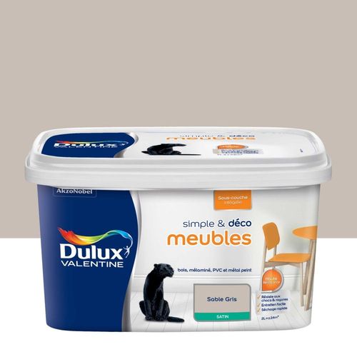 Peinture De Rénovation DULUX VALENTINE Simple & Déco Meubles Satin Sable Gris 2L