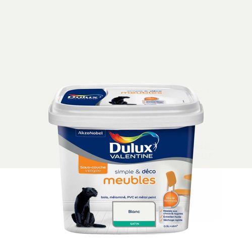 Peinture De Rénovation DULUX VALENTINE Simple & Déco Meubles Satin Blanc 0,5L