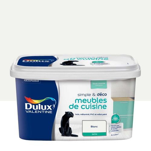 Peinture De Rénovation DULUX VALENTINE Simple & Déco Meubles De Cuisine Satin Blanc 2L
