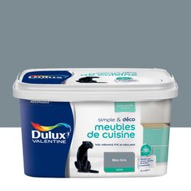 Peinture De Rénovation DULUX VALENTINE Simple & Déco Meubles De Cuisine Satin Bleu Gris 2L