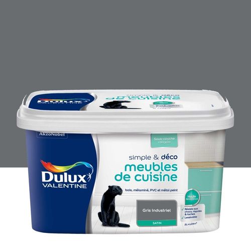 Peinture De Rénovation DULUX VALENTINE Simple & Déco Meubles De Cuisine Satin Gris Industriel 2L