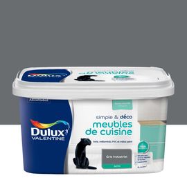 Peinture De Rénovation DULUX VALENTINE Simple & Déco Meubles De Cuisine Satin Gris Industriel 2L