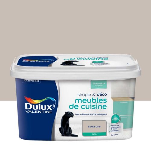 Peinture De Rénovation DULUX VALENTINE Simple & Déco Meubles De Cuisine Satin Sable Gris 2L