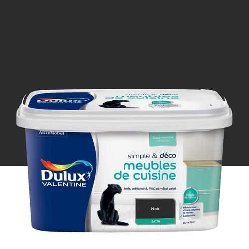 Peinture De Rénovation DULUX VALENTINE Simple & Déco Meubles De Cuisine Satin Noir 2L