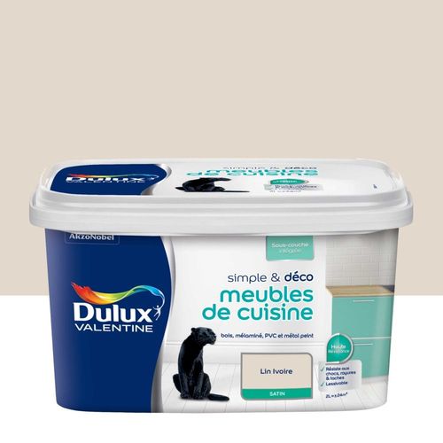 Peinture De Rénovation DULUX VALENTINE Simple & Déco Meubles De Cuisine Satin Lin Ivoire 2L