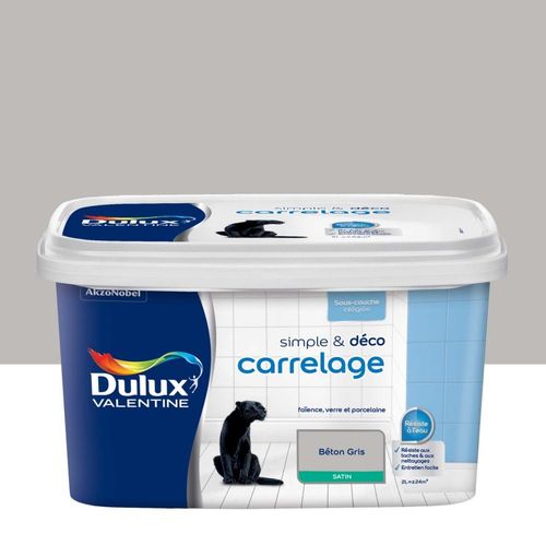 Peinture De Rénovation DULUX VALENTINE Simple & Déco Carrelage Satin Béton Gris 2L
