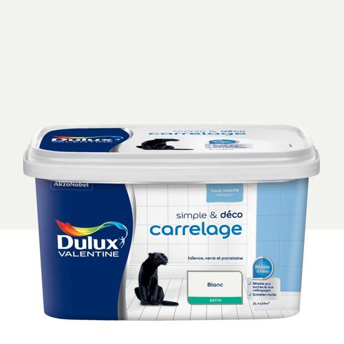 Peinture De Rénovation DULUX VALENTINE Simple & Déco Carrelage Satin Blanc 2L