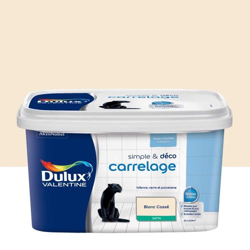 Peinture De Rénovation DULUX VALENTINE Simple & Déco Carrelage Satin Blanc Cassé 2L