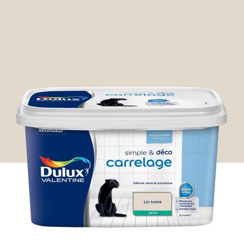 Peinture De Rénovation DULUX VALENTINE Simple & Déco Carrelage Satin Lin Ivoire 2L