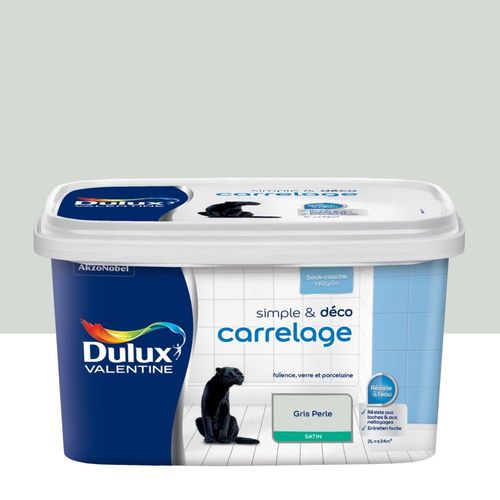 Peinture De Rénovation DULUX VALENTINE Simple & Déco Carrelage Satin Gris Perle 2L
