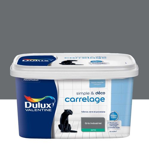 Peinture De Rénovation DULUX VALENTINE Simple & Déco Carrelage Satin Gris Industriel 2L