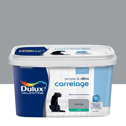 Peinture De Rénovation DULUX VALENTINE Simple & Déco Carrelage Satin Gris City 2L