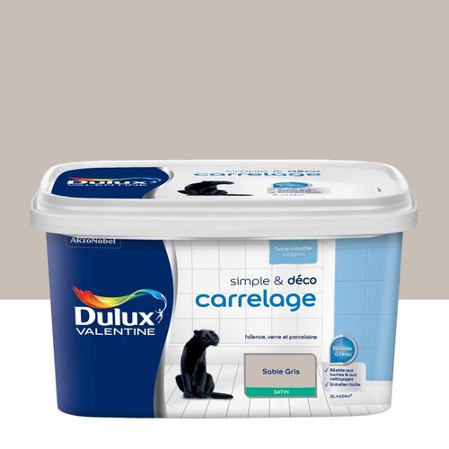 Peinture De Rénovation DULUX VALENTINE Simple & Déco Carrelage Satin Sable Gris 2L