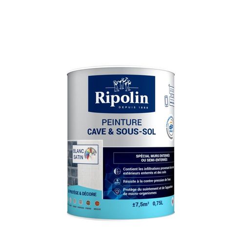 Peinture Cave & Sous-sol RIPOLIN 0,75L Blanc Satin