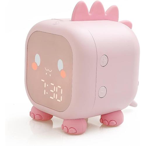 Réveil numérique Kids Sleep Trainier Réveil for Chambre de Filles garçons, veilleuse for Enfants, (Color : Dinosaur Pink, Size : 1 UK)