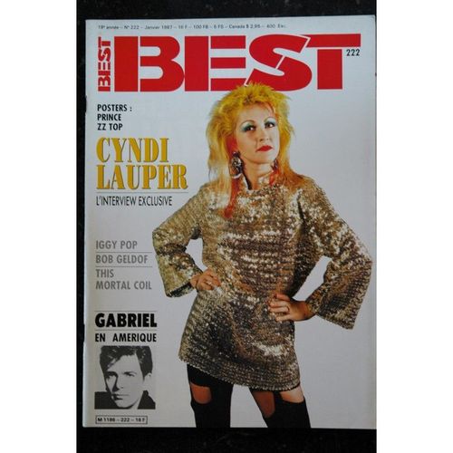 Best 222 Cyndi Lauper L'interview Exclusive Iggy Pop + Poster Prince Zz Top 1987