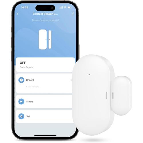 Détecteur d'Ouverture Porte/Fenêtre, NÉCESSITE Tuya Zigbee Hub, Capteur de Porte pour Système d'Alarme et Domotique Intelligente, Alerte de Notification par APP