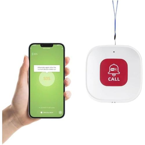 eMylo WiFi Caregiver Button*1, Compatible avec Tuya Smart/Smart Life/Alexa (2.4GHz Support), Facile à Utiliser, Support de Partage d'appareils.