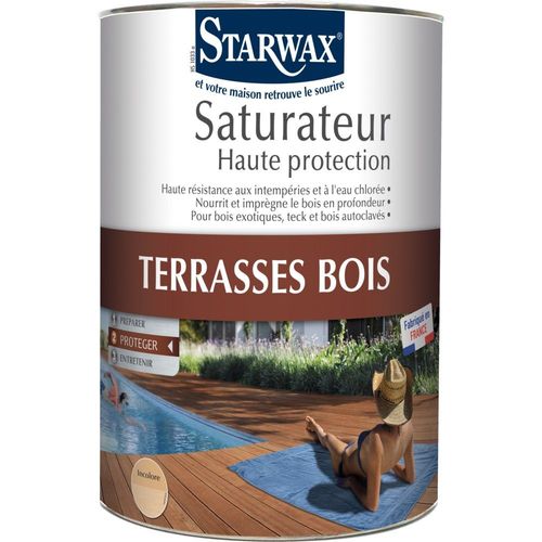 Saturateur Haute Protection Terrasses Bois Incolore STARWAX 5L