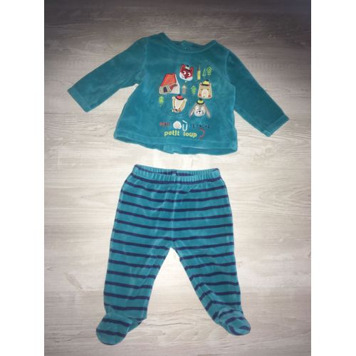 Pyjama Bleu/Vert En Deux Parties « Mais Où Se Cache Petit Loup? » Du Pareil Au Même