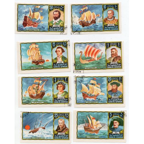 Umm Al Qiwain (Emirats)- Série De 8 Timbres Oblitérés- Navigateurs- Explorateurs