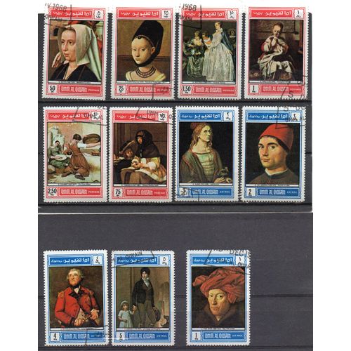Umm Al Qiwain (Emirats)- Série De 11 Timbres Oblitérés- Tableaux