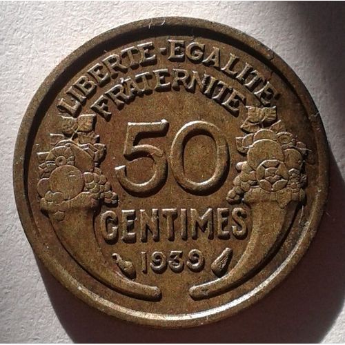 Pièce 50 Centimes De Franc Morlon 1939 Bronze-Aluminium