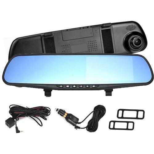 Caméras de Tableau de Bord pour Voitures Avant et arrière, Double Objectif HD 1080P 4. 3 en Voiture DVR rétroviseur caméra Dash Cam enregistreur vidéo détection de Mouvement Enregistrement en Boucle