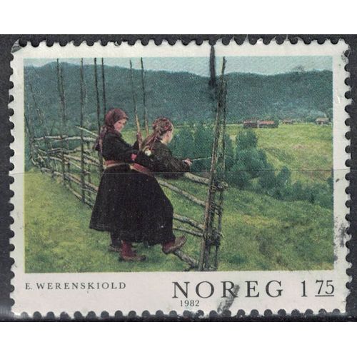 Norvège 1982 Oblitéré Used Erik Werenskiold Peinture View From Gvarv In Telemark Girls Su
