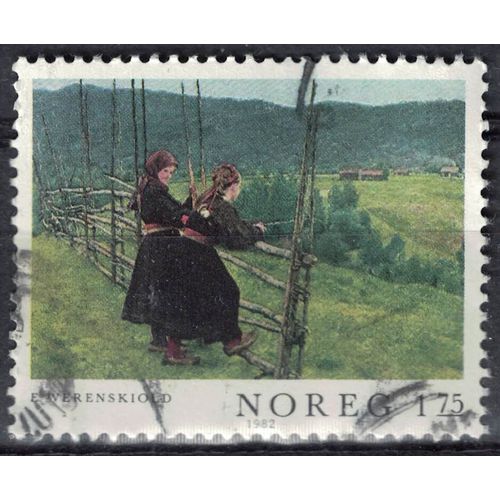 Norvège 1982 Oblitéré Used Erik Werenskiold Peinture View From Gvarv In Telemark Girls Su