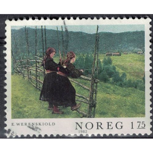 Norvège 1982 Oblitéré Used Erik Werenskiold Peinture View From Gvarv In Telemark Girls Su