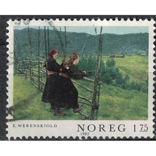 Norvège 1982 Oblitéré Used Erik Werenskiold Peinture View From Gvarv In Telemark Girls Su