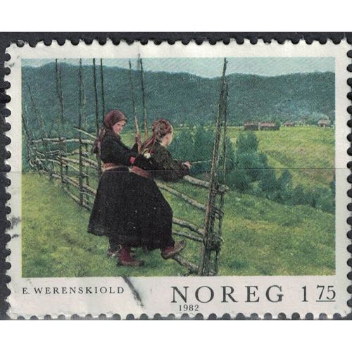 Norvège 1982 Oblitéré Used Erik Werenskiold Peinture View From Gvarv In Telemark Girls Su