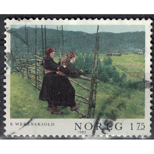 Norvège 1982 Oblitéré Used Erik Werenskiold Peinture View From Gvarv In Telemark Girls Su