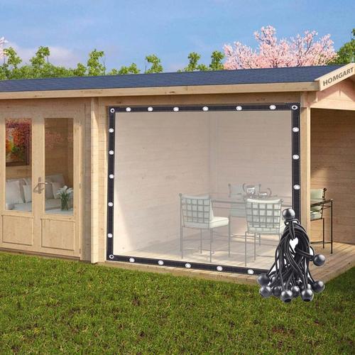 Rideau Imperméable Extérieur, Bâche En Plastique Transparent, Avec Boutonnière Pour Pergola, Terrasse, Rideaux Latéraux La Tente (Color : Clear, Size : 2x2m)