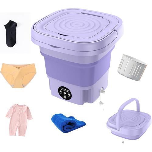 8l Machine A Laver Portable, Mini Machine À Laver Pour Les Vêtements De Bébé, Les Sous-Vêtements, Appartement, Dortoir, Camping -Pourpre